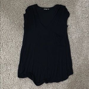 Black Short Sleeve V Neck